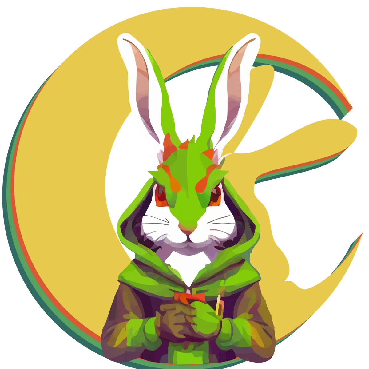 JADEHARE rabbit illustration, green